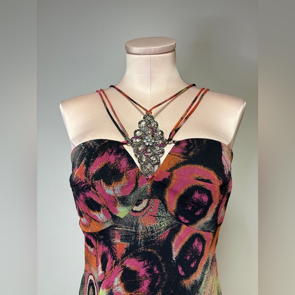 Joseph Ribkoff Hi-Lo Dress in Black and Orange - Picture 3 of 16